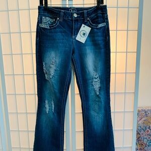 Soundgirl Embellished Boot Cut Jeans ~ Mid Rise ~ Tall Size 11